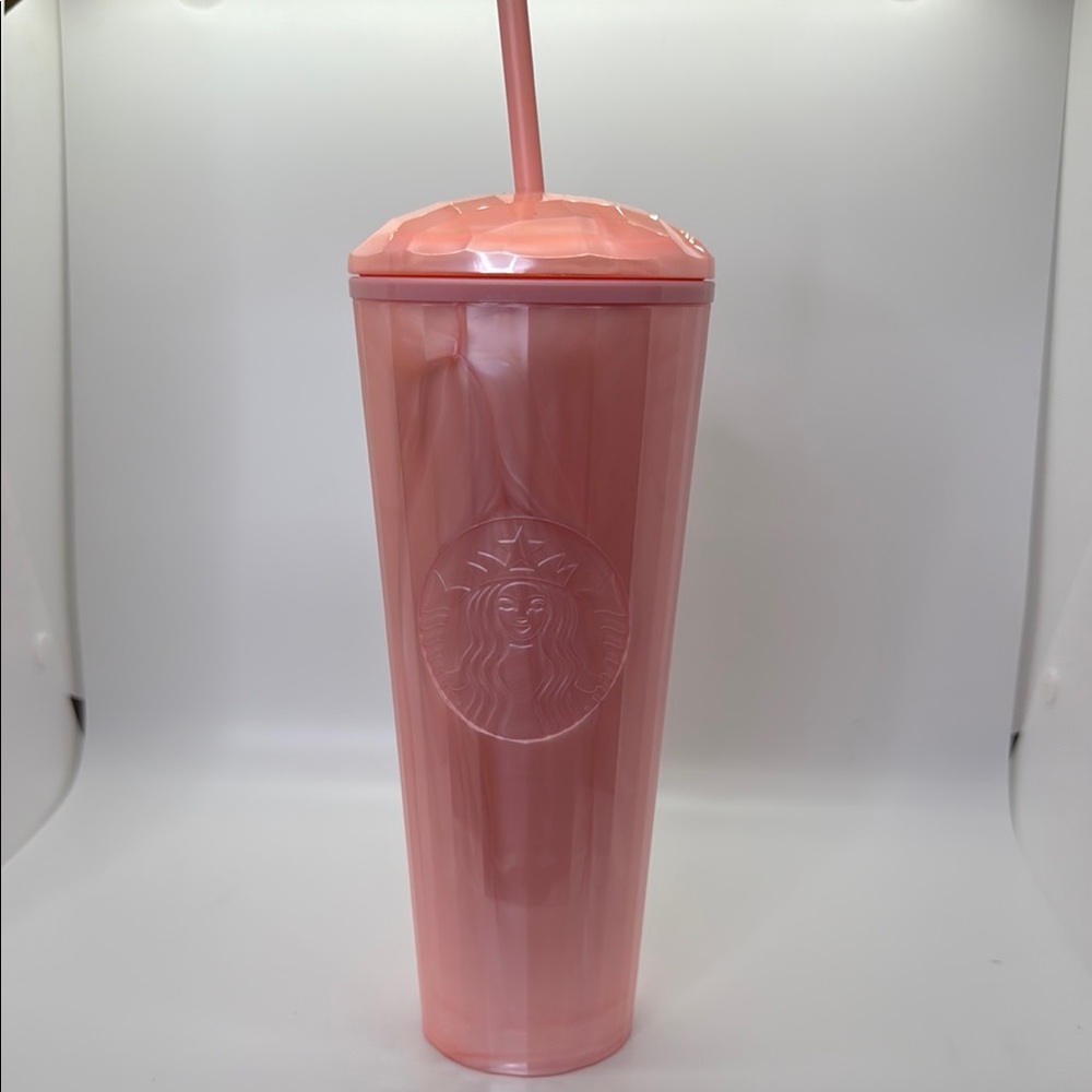 Starbucks Coral Shell Tumbler with Lid and Straw